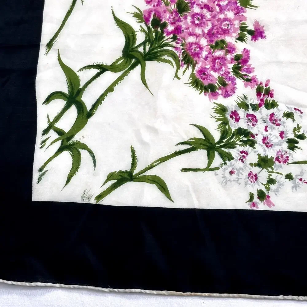 Vintage 1950s Pink Floral Silk Square Scarf Large 30
